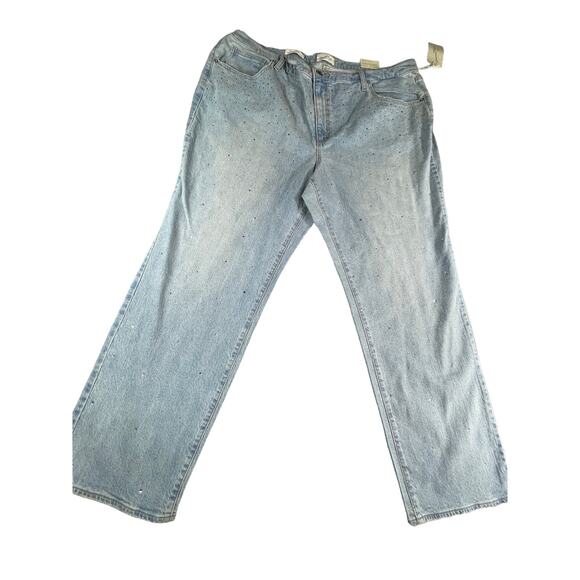 Universal Thread Jeans Womens 24 Blue Embellished Studded High Rise Wide Leg NWT - Picture 1 of 9